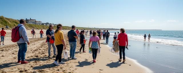 Community volunteers taking part in a coastal clean-up along the Dublin shoreline